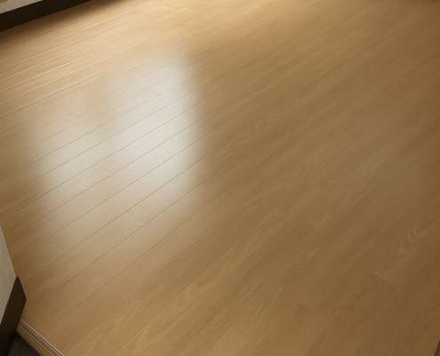 サンゲツ「WD-2090」で張り替え。明るくナチュラルな木目が広がる、上質で快適なリビング空間に一新しました。