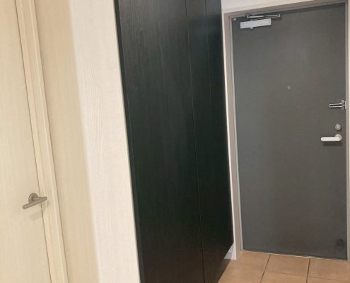 東京都大田区マンション シューズボックス収納設置後 ダークブラウン玄関収納