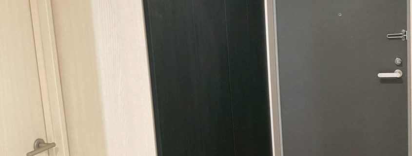 東京都大田区マンション シューズボックス収納設置後 ダークブラウン玄関収納